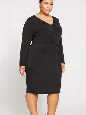 UNIVERSAL STANDARD Gathered LS Dress Black 2XL / 30 32 NWT